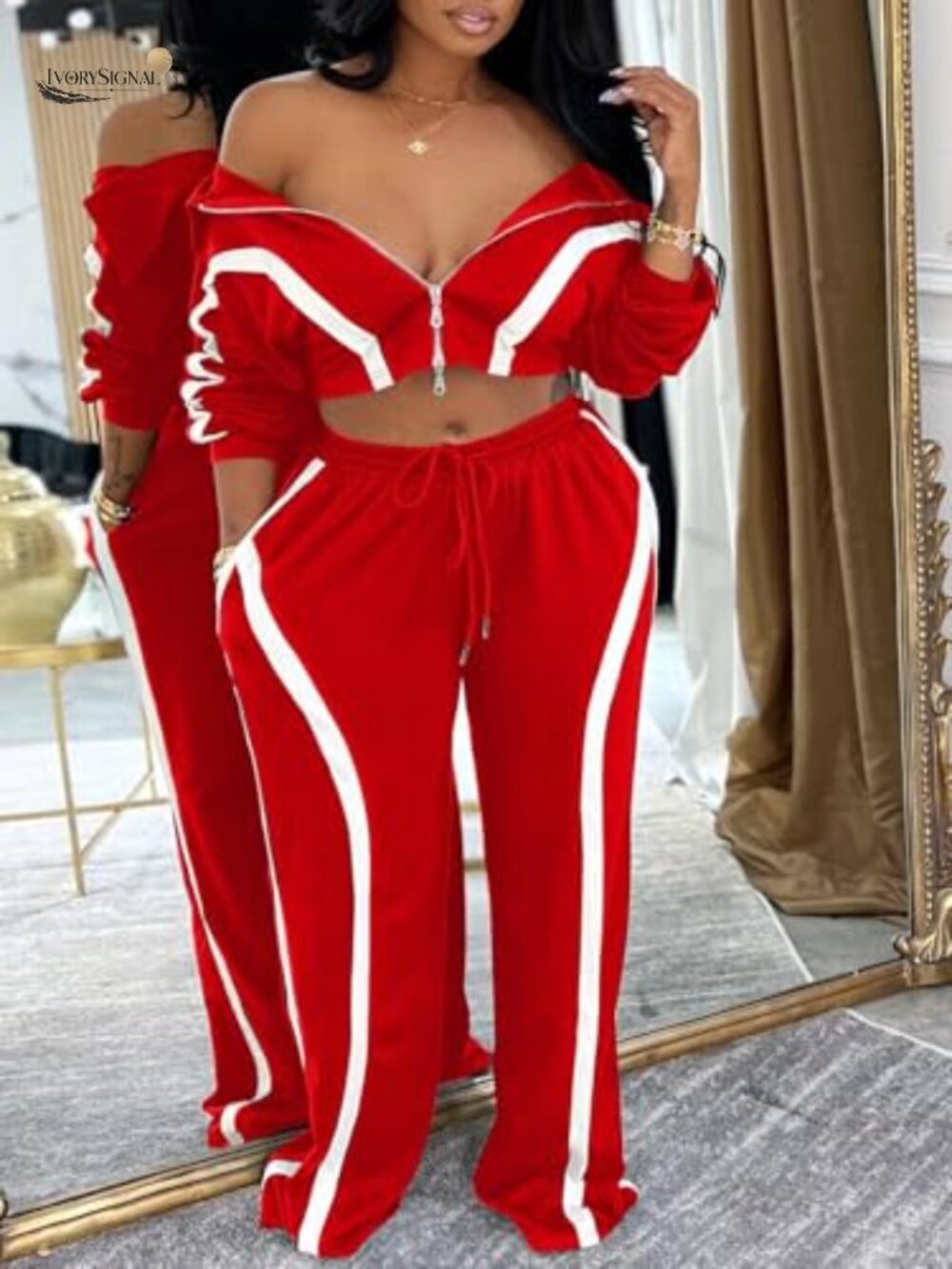 Women's 2 Piece Tracksuit Set Long Sleeve Zip Up Jogger Set